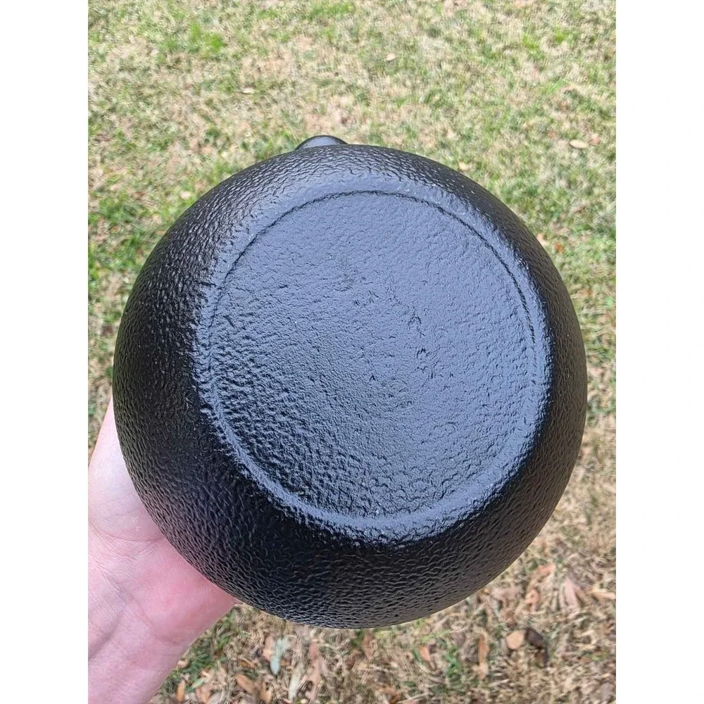 Black Cast Iron Hobnail Teapot Japanese Tetsubin Style Twine Handle Enamel Lid
